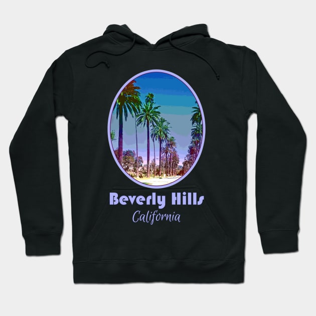 Beverly Hills, California, glamor, glitz, retro palm tree design Hoodie by jdunster
